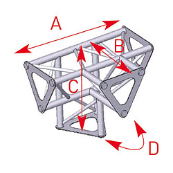 ASD 1542 Angle structure triangulaire vertical 4 départs 90 degrés pied 0,25m x 0,25m x 0,35m ASD