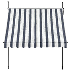 Helloshop26 Store banne téléscopique acier polyester 300 x 120 x 200-300 cm bleu foncé blanc 03_0008332