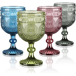 Vendos85 Lot de 4 Verres à Vin Vintage 350 ml