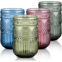 Vendos85 Lot de 4 Verres Tumblers Tournesol – Verre Épais et Élégant