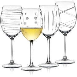 Vendos85 Verres à Vin Gravés Artisanaux en Cristal
