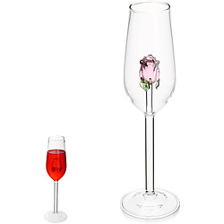 Vendos85 Verre à vin rose 3D avec rose sculptée – Élégant et unique