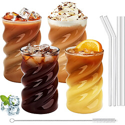 Vendos85 Ensemble de 4 verres ondulés avec pailles 500?ml