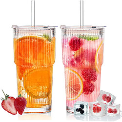 Vendos85 Verres avec Pailles et Couvercles Étanches – 2 pcs