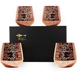 Vendos85 Verres à Vin en Acier Inoxydable Gravé Baroque