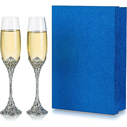 Vendos85 Flûtes à champagne mariage gravées avec strass – Lot de 2
