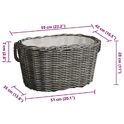vidaXL Panier à bois de chauffage avec poignées 59x42x28 cm Gris Saule pas cher