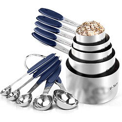 Vendos85 Tasses et cuillères doseuses en acier inoxydable 18/8 bleu nuit