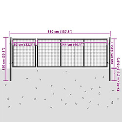 vidaXL Portail de jardin en acier 350 x 100 cm anthracite pas cher