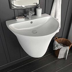 vidaXL Lavabo Blanc 56 x 48 x 42 cm Céramique Émaillée