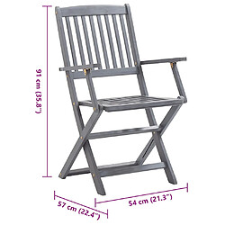 vidaXL Chaises pliables d'extérieur lot de 6 et coussins Bois d'acacia pas cher