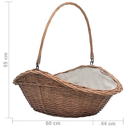 vidaXL Panier à bois de chauffage avec poignée 60x44x55 cm Saule pas cher