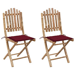 vidaXL Chaises pliables de jardin lot de 2 avec coussins Bambou