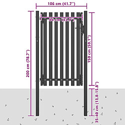 Acheter vidaXL Portail de jardin en acier 100x150 cm anthracite
