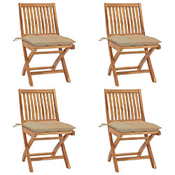 vidaXL Chaises pliables de jardin avec coussins lot de 4 Teck solide