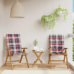 vidaXL Chaises de jardin inclinables lot de 2 et coussins teck massif