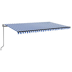 vidaXL Auvent automatique capteur de vent LED 500x350 cm Bleu et blanc