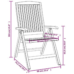 vidaXL Chaises de jardin inclinables et coussins lot de 6 bois teck pas cher