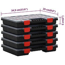 vidaXL Boîtes d'assortiment 5 pcs 34,5x25x5 cm Polypropylène pas cher