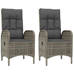 vidaXL Chaises d'extérieur lot de 2 Résine tressée Gris