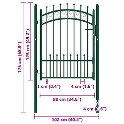 vidaXL Portail de clôture avec pointes Acier 100x125 cm Vert pas cher