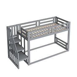 Acheter modfu Lit mezzanine 90x200 cm avec escalier, en bois, gris