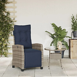 Avis vidaXL Chaise inclinable de jardin et repose-pied gris résine tressée