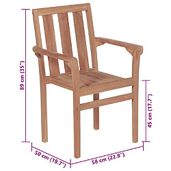 vidaXL Chaises de jardin lot de 2 et coussins noir Bois de teck massif pas cher