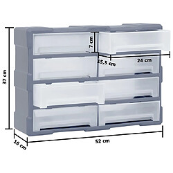 vidaXL Organisateur multi-tiroirs avec 8 grands tiroirs 52x16x37 cm pas cher