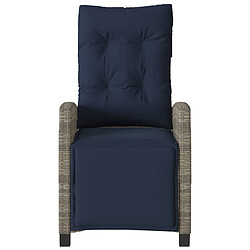 Acheter vidaXL Chaise inclinable de jardin et repose-pied gris résine tressée