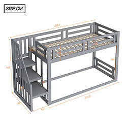 Avis modfu Lit mezzanine 90x200 cm avec escalier, en bois, gris