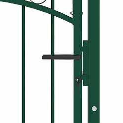 Acheter vidaXL Portail de clôture avec dessus arqué Acier 100x136 cm Vert