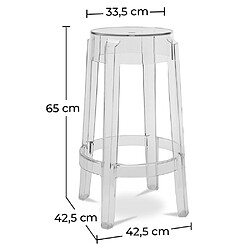 ICONIK INTERIOR Tabouret Design Transparent - 65cm - Victoria Queen Transparent pas cher