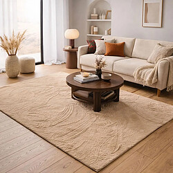 UnAmourDeTapis Tapis chambre 200 x 290 cm beige uni minimaliste, tissé doux, LYN50, design épuré et confortable