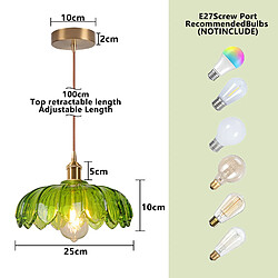 STOEX Plafonnier Vintage Suspension Luminaire En Verre Lustre Rétro Moderne Vert pas cher