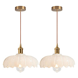 STOEX 2PCS Plafonnier Vintage Suspension Luminaire En Verre Lustre Rétro Moderne Blanc