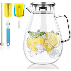 Vendos85 Pichet en verre de 2 L avec couvercle filtre