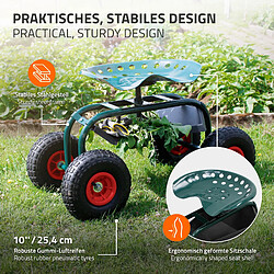 Relaxdays Siège Jardin, Hauteur réglable, 80 kg, Tabouret Jardinage avec poignée, Rangement pour