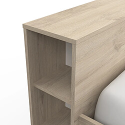 Avis Pegane Lit adulte 140x200 cm avec rangement 3 tiroirs couleur chêne - Largeur 150,1 x Profondeur 226,9 x Hauteur 74,3 cm