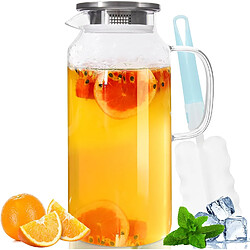 Vendos85 Pichet en Verre 2 L avec Couvercle et Cuillère