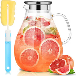 Vendos85 Carafe en verre borosilicate 3 L avec couvercle inox