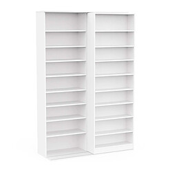 Pegane Bibliothèque étagère meuble de rangement couleur blanc mat - Largeur 116,7 x Profondeur 44,4 x Hauteur 178,8 cm