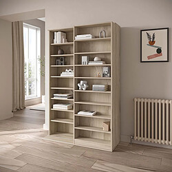 Pegane Bibliothèque étagère meuble de rangement couleur chêne - Largeur 116,7 x Profondeur 44,4 x Hauteur 178,8 cm