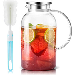 Vendos85 Carafe en verre de 2,5 L avec couvercle inox