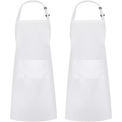 Vendos85 Grand tablier de cuisine unisexe avec poches Blanc basique