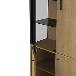 Avis Pegane Vitrine meuble de rangement 4 portes couleur chêne / noir - Largeur 93,4 x Profondeur 39,6 x Hauteur 186,1 cm