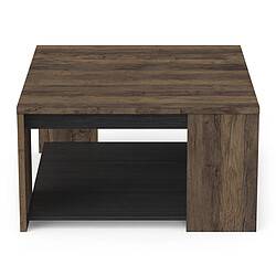 Acheter Pegane Table basse carrée avec étagère couleur chêne foncé / noir - Largeur 80 x Profondeur 80 x Hauteur 44,2 cm