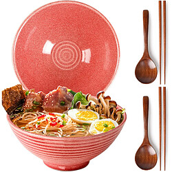 Vendos85 Bol à ramen japonais 1200 ml en céramique artisanale rose