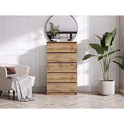 Avis 3XELIVING Commode 5 Tiroirs : Chêne Wotan, 70 x 39 x 125 cm