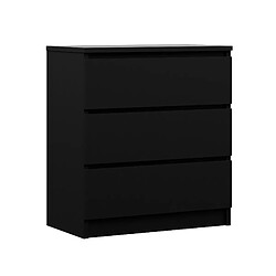 3XELIVING Commode 3 Tiroirs, Noir Mat, 70 x 39 x 79 cm